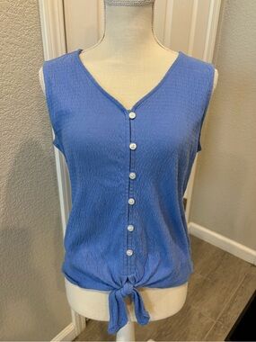 Talbots Periwinkle Blue Sleeveless Button-Front Tie-Hem Camisole